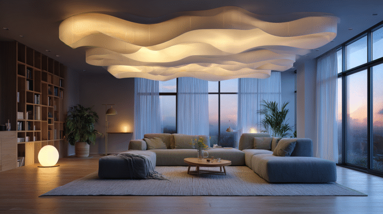 FlexiCloud Deckenpaneel: Formvariable Akustik-Wolke aus Shape-Memory-Alloy mit zirkadianer LED-Beleuchtung